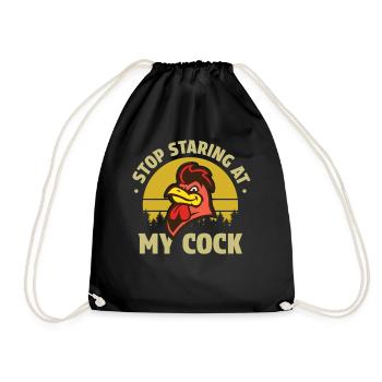 Funny Rooster Stop Staring at My Cock Nerd - Drawstring Bag - black - Front