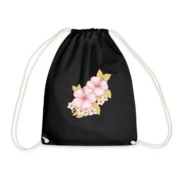 Hawaii Hawaiian Girl Hibiscus Flower - Drawstring Bag - black - Front