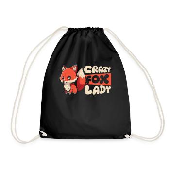 Crazy Fox Lady Canidae Caninae Rotfuchs Fuchs Liebhaber - Turnbeutel - Schwarz - Vorne