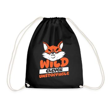 Wild Clever Inarrêtable Renard roux Canidae Caninae - Sac de sport léger - noir - Devant