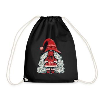 Christmas Gnome Woman Gnome Girl Elf - Drawstring Bag - black - Front