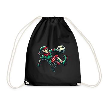 Christmas Elf Football Player Motif - Drawstring Bag - black - Front