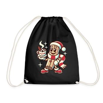 Zimt Und Heiße Schokolade Weihnachtlicher Spaß - Turnbeutel - Schwarz - Vorne