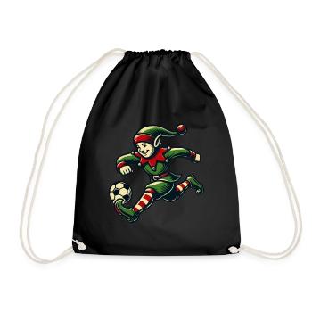 Christmas Elf Soccer Player Fun - Drawstring Bag - black - Front