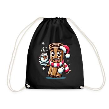 Heiße Schokolade Mit Zimt Cartoon Weihnachtlich - Turnbeutel - Schwarz - Vorne