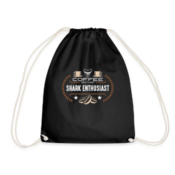 Shark Enthusiast Coffee Oceanologist Coffee Lover - Drawstring Bag - black - Front