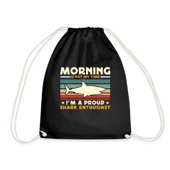 Shark Enthusiast Morning Is Not My Time Freediving - Drawstring Bag - black - Front