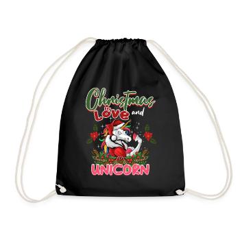 Einhorn Pferde Reitern Weihnachen Liebe Reiten - Turnbeutel - Schwarz - Vorne