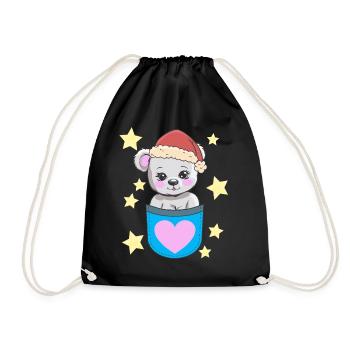 Santa Claus Teddy Teddy Bear Kids - Drawstring Bag - black - Front