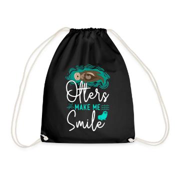 Otter Otters Make Me Smile - Drawstring Bag - black - Front