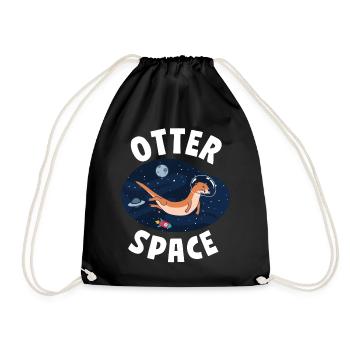 Otter Pun Space Science Astronaut - Drawstring Bag - black - Front