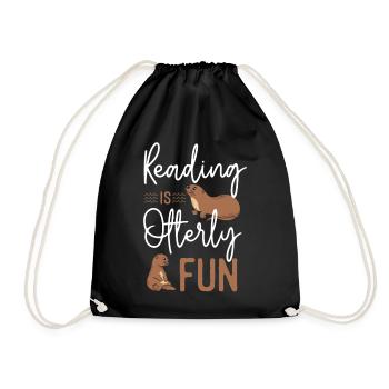 Otter Reading Teacher Literature - Drawstring Bag - black - Front