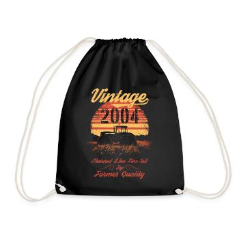 Vintage 2004 Landwirt Geburtstag Traktor Geschenk - Turnbeutel - Schwarz - Vorne