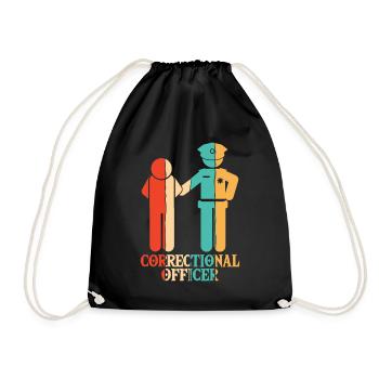 Retro Prison Guard Police Officer Corrections - Drawstring Bag - black - Front