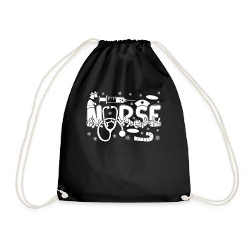 Nursing Hospital Nurse Merry Christmas Nurse - Drawstring Bag - black - Front
