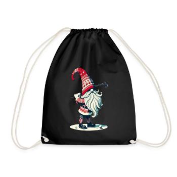 Golfer Gnome for Golf Lovers - Drawstring Bag - black - Front
