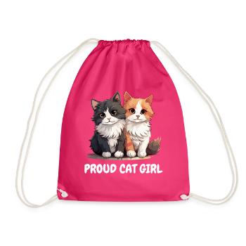 Stolze Katzenmädchen - Lustige Katze Kätzchen - Turnbeutel - Fuchsia - Vorne