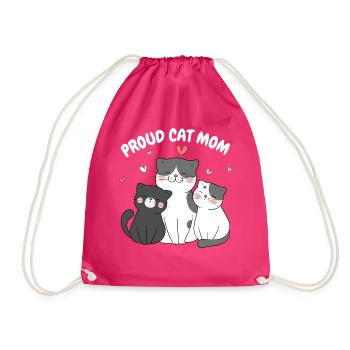 Stolze Katzenmama Kätzchen Herzhaft Lustig - Turnbeutel - Fuchsia - Vorne