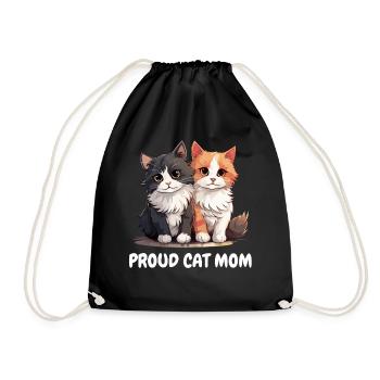 Proud Cat Mom - Funny Cat Lover Kitten - Drawstring Bag - black - Front