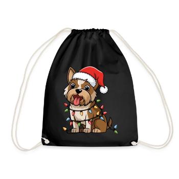 Norwich Terrier Christmas Lights Xmas Dogs Gifts - Drawstring Bag - black - Front
