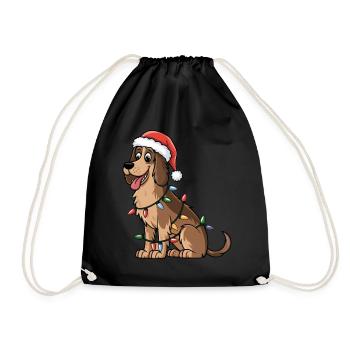 Irish Wolfhound Christmas Lights Xmas Dogs Gifts - Drawstring Bag - black - Front