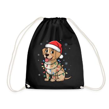 Labrador Retriever Christmas Lights Xmas Dogs - Drawstring Bag - black - Front