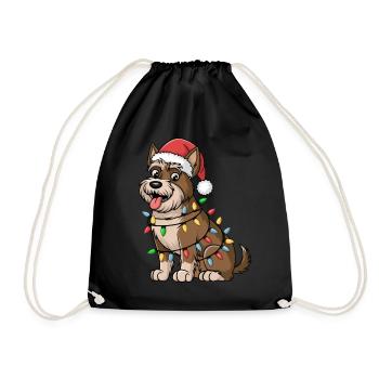 Irish Terrier Christmas Lights Xmas Dogs Gifts - Drawstring Bag - black - Front