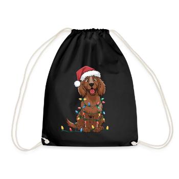 Irish Setter Christmas Lights Xmas Dogs Gifts - Drawstring Bag - black - Front