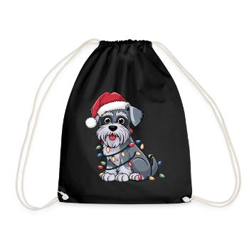 Miniature Schnauzer Christmas Lights Xmas Dogs - Turnbeutel - Schwarz - Vorne