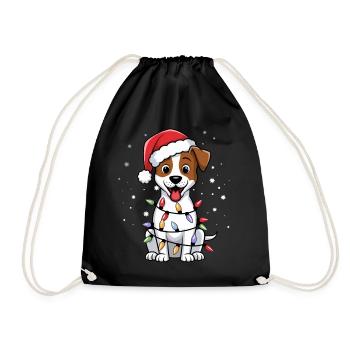 Jack Russell Terrier Christmas Lights Xmas Dogs - Turnbeutel - Schwarz - Vorne