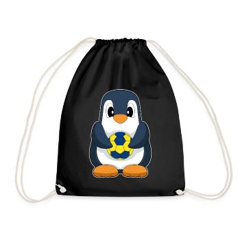 Penguin Handball Player Handball - Drawstring Bag - black - Front