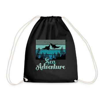 Manta Rays Sea Adventure Freediving Scuba Diving - Drawstring Bag - black - Front