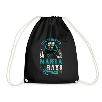 Manta Rays Life Is Better When There Marine Life - Turnbeutel - Schwarz - Vorne