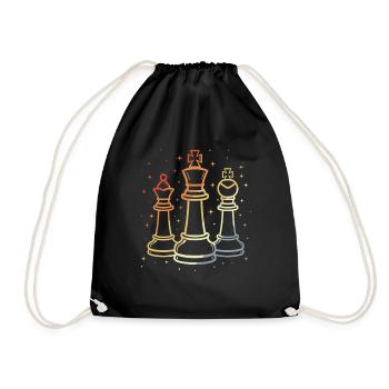 Chess Pieces Sketch Vintage - Drawstring Bag - black - Front