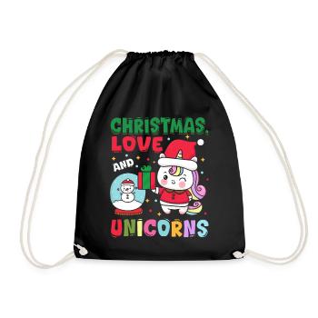 Einhorn Pferde Reitern Weihnachen Liebe Reiten - Turnbeutel - Schwarz - Vorne