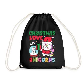 Einhorn Pferde Reitern Weihnachen Liebe Reiten - Turnbeutel - Schwarz - Vorne