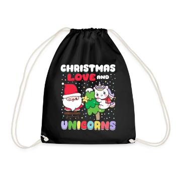 Einhorn Pferde Reitern Weihnachen Liebe Reiten - Turnbeutel - Schwarz - Vorne