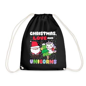 Einhorn Pferde Reitern Weihnachen Liebe Reiten - Turnbeutel - Schwarz - Vorne