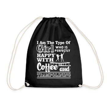 Trampolining Happy with Coffee and Trampolining - Drawstring Bag - black - Front