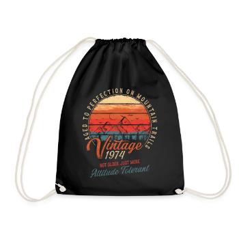 Vintage 1974 Geburtstag Wandern Berge Geschenk - Turnbeutel - Schwarz - Vorne
