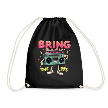 Bring Back the 90's Retro Boombox 90s - Drawstring Bag - black - Front