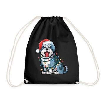 Vieux chien de berger anglais Noël lumières chiens de Noël - Sac de sport léger - noir - Devant