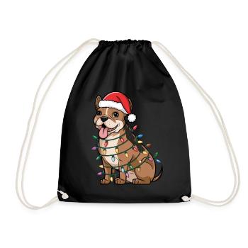 Staffordshire Bull Terrier Noël Lumières Noël - Sac de sport léger - noir - Devant