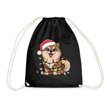 Pomeranian Christmas Lights Xmas Dogs Gifts - Turnbeutel - Schwarz - Vorne