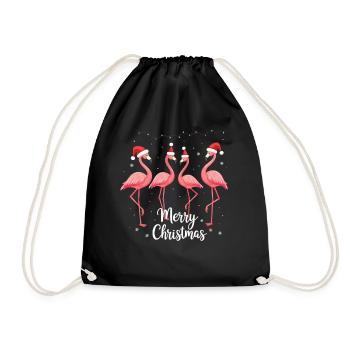 Flamants roses Joyeux Noël Flamingo Weihnachten - Sac de sport léger - noir - Devant
