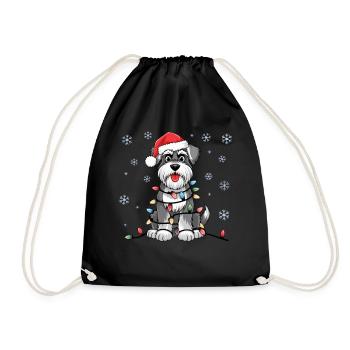 Standard Schnauzer Christmas Lights Xmas Dogs - Drawstring Bag - black - Front