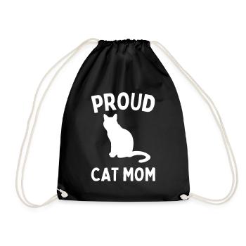 Proud Cat Mom: Cat Kitten Cat Lover - Drawstring Bag - black - Front