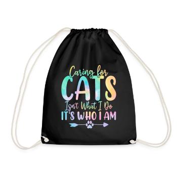 Caring for Cats Isn't What I Do Cat Tie Dye - Drawstring Bag - black - Front
