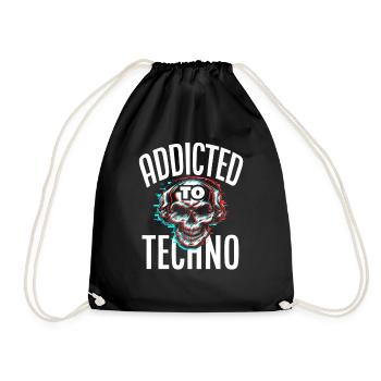 Addicted To Techno Für Techno Lover - Turnbeutel - Schwarz - Vorne