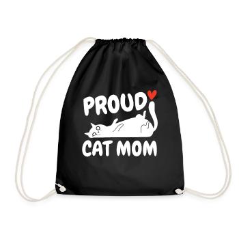 Katze Kätzchen Katzenliebhaber Lustig Proud Cat - Turnbeutel - Schwarz - Vorne
